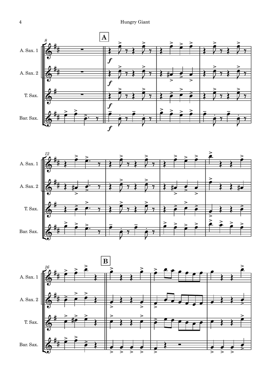 The Giant The Giant Saxophone Quartet scores gallery preview page 4