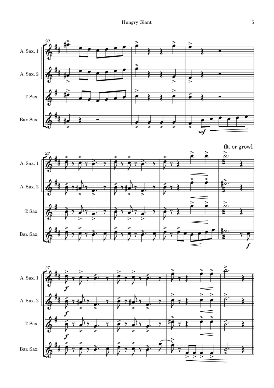 The Giant The Giant Saxophone Quartet scores gallery preview page 5