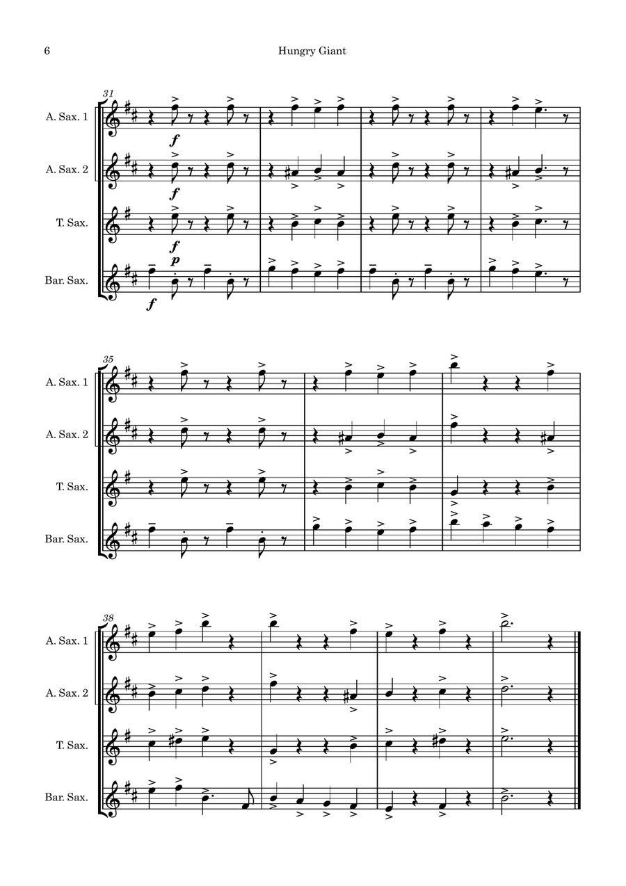 The Giant The Giant Saxophone Quartet scores gallery preview page 6