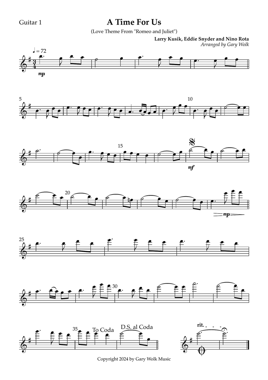 A Time For Us (Love Theme) Guitar Ensemble scores gallery preview page 4