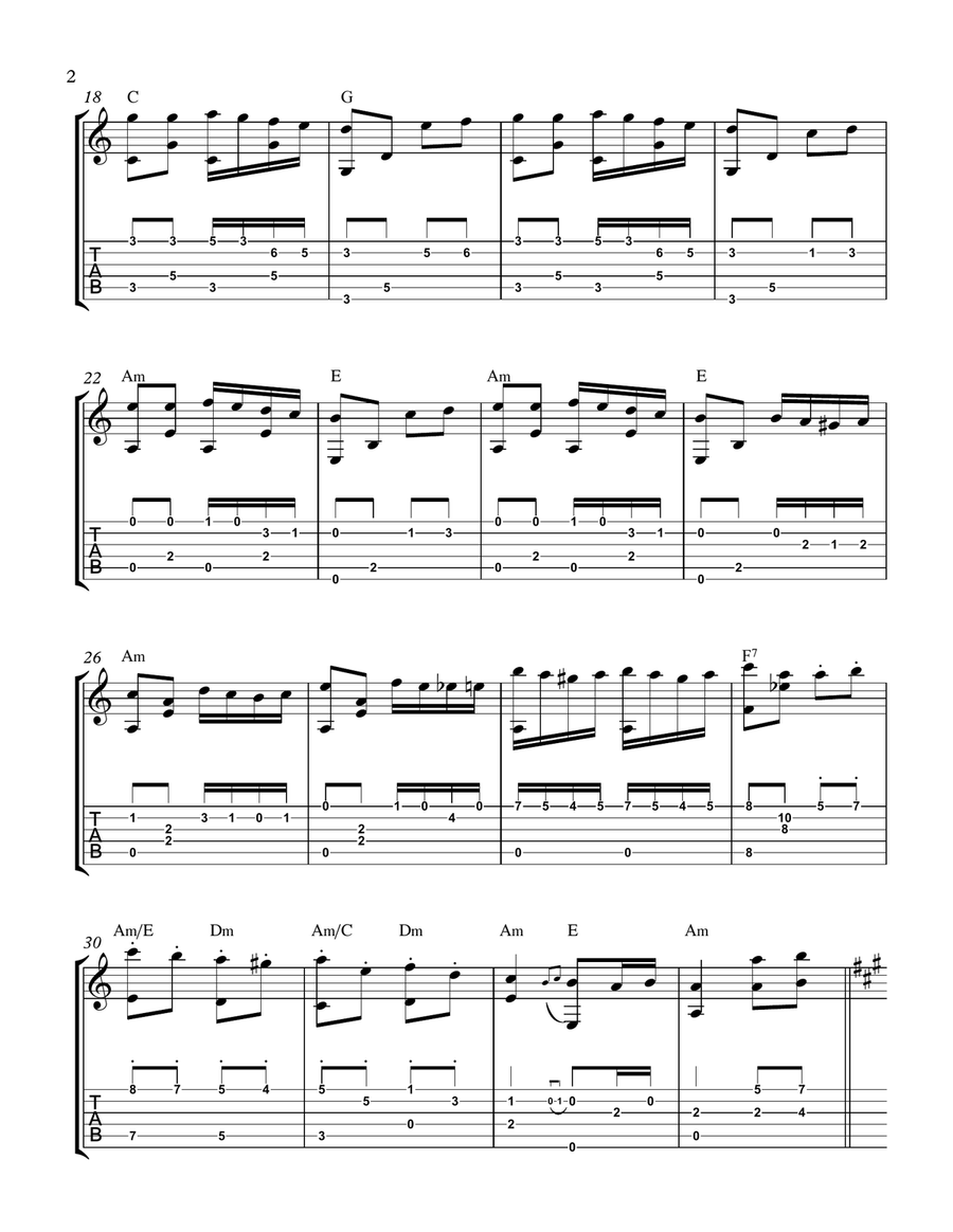 Turkish March (Fingerstyle Guitar) Acoustic Guitar scores gallery preview page 2