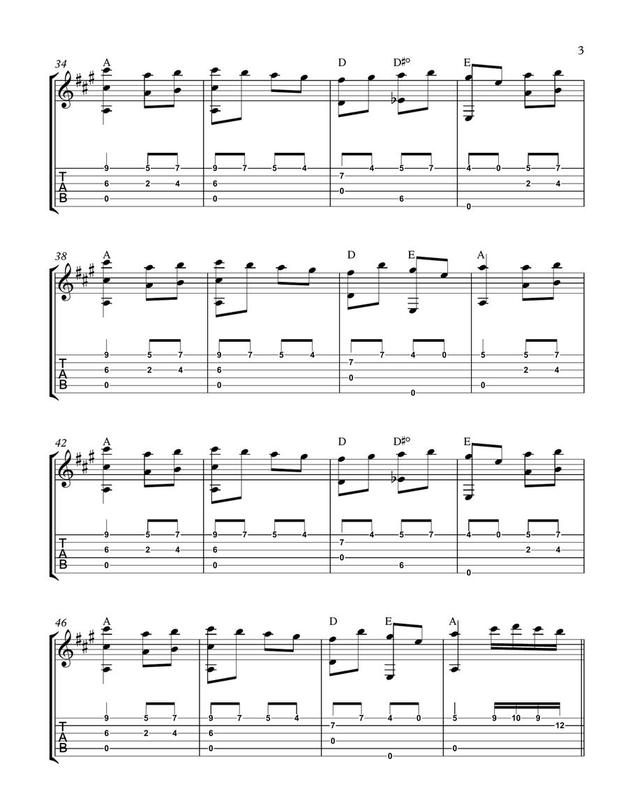 Turkish March (Fingerstyle Guitar) Acoustic Guitar scores gallery preview page 3