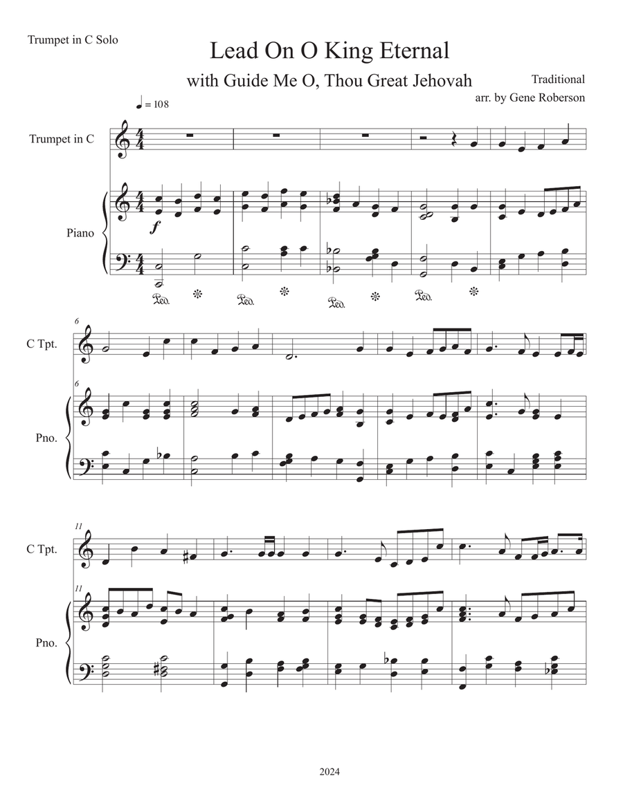 Lead On O King Eternal with Guide Me Trumpet Solo in C C Trumpet scores gallery preview page 2