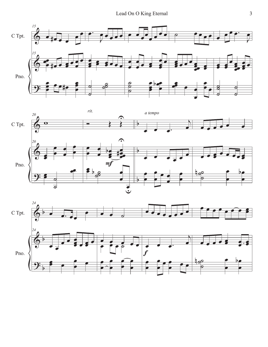 Lead On O King Eternal with Guide Me Trumpet Solo in C C Trumpet scores gallery preview page 3