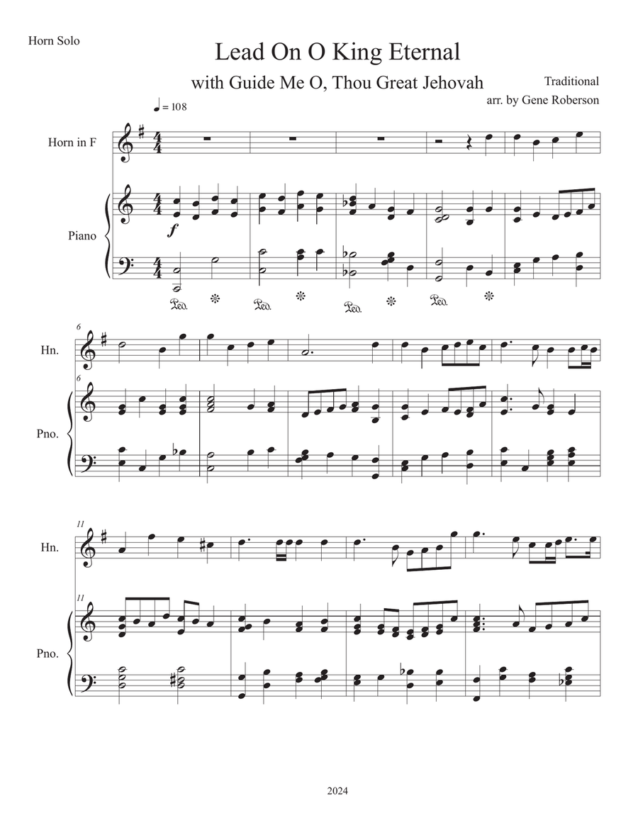 Lead On O King Eternal with Guide Me French Horn Solo in F Piano scores gallery preview page 2