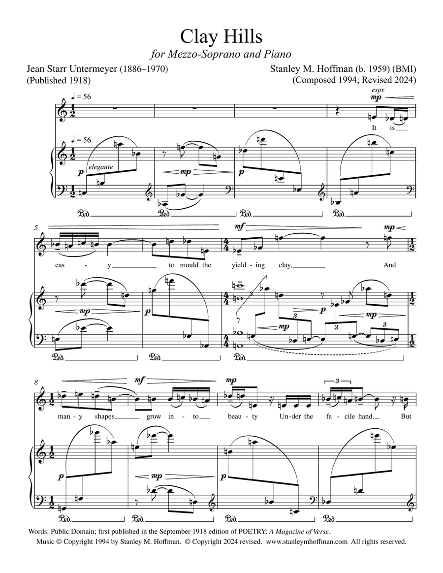 Clay Hills Piano, Vocal - Digital Sheet Music