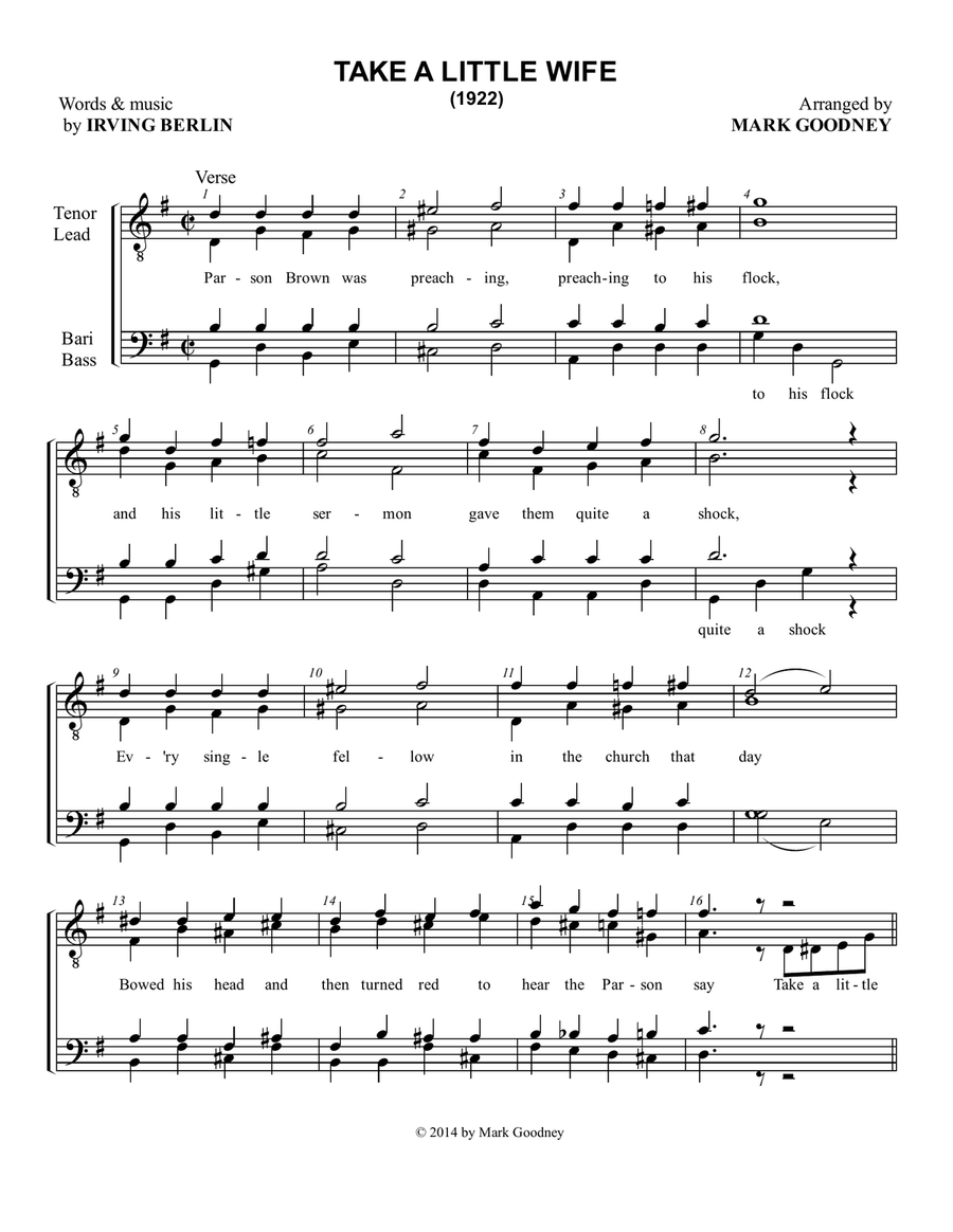 Take A Little Wife - (short version) TTBB scores gallery preview page 6