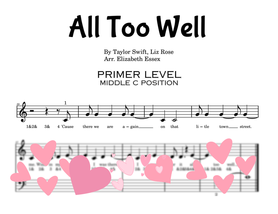 All Too Well Easy Piano scores gallery preview page 3