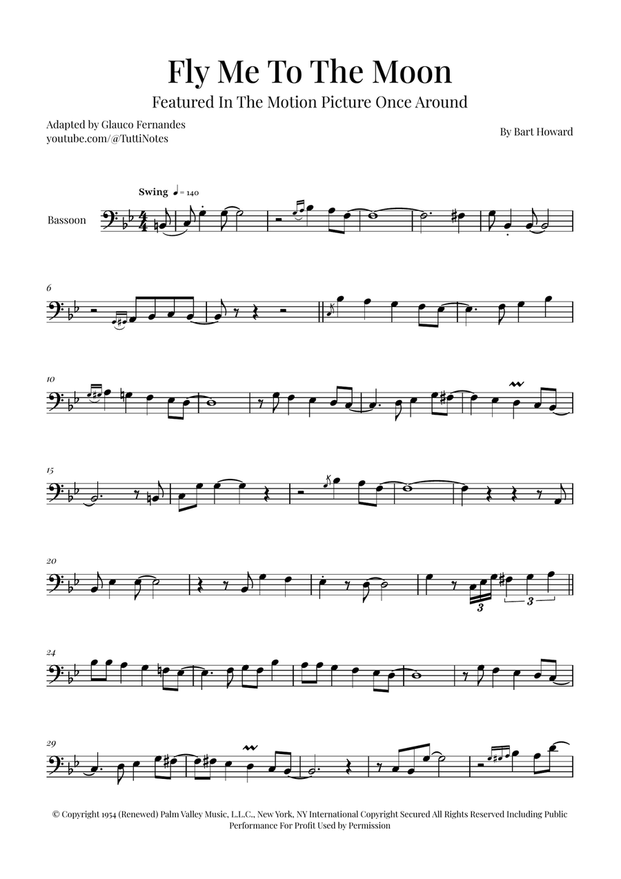 Fly Me To The Moon (In Other Words) Bassoon Solo scores gallery preview page 1