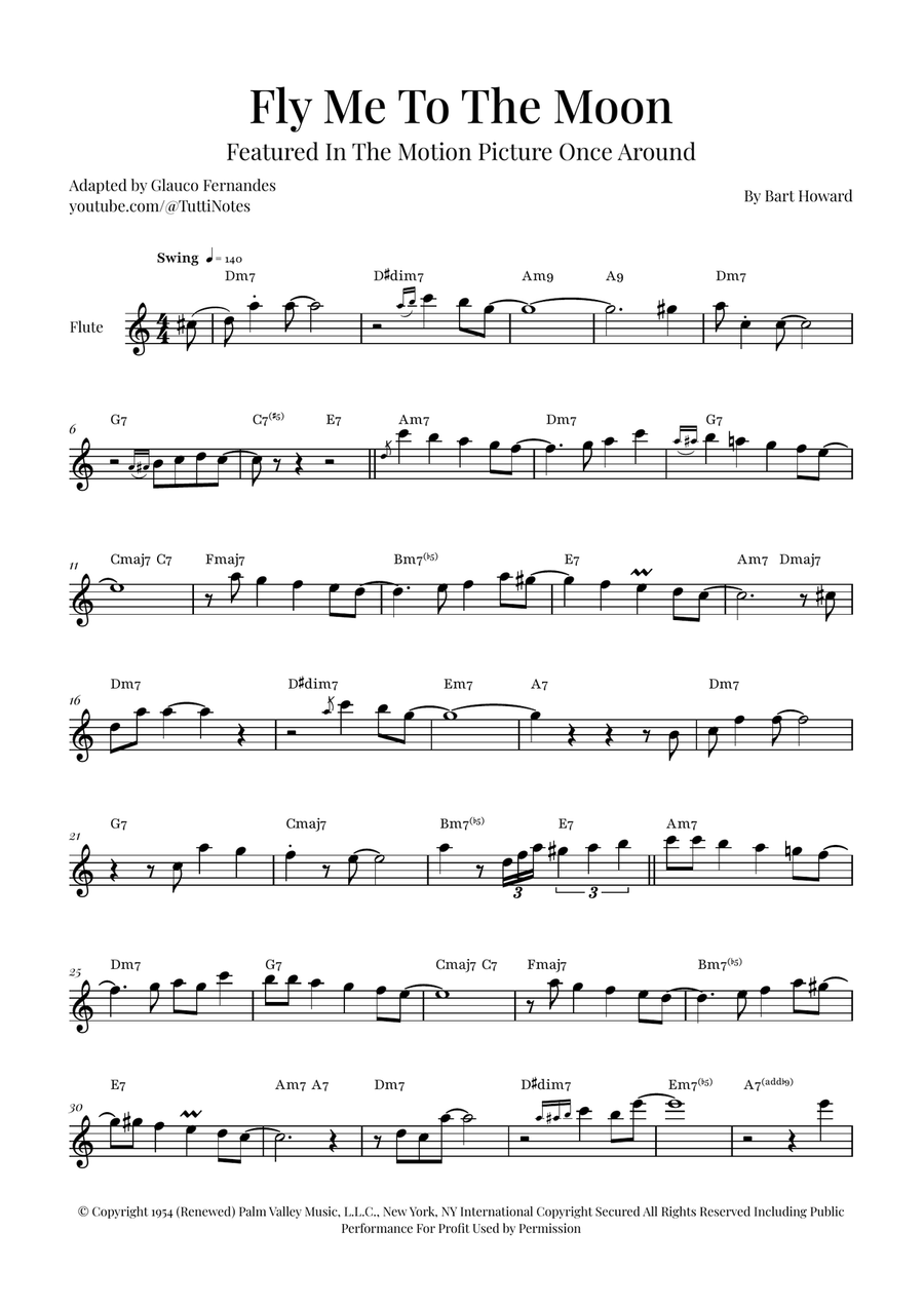 Fly Me To The Moon (In Other Words) Flute Solo scores gallery preview page 1
