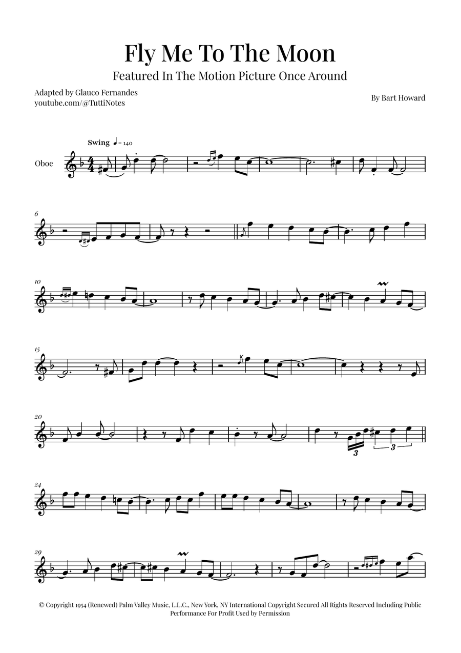 Fly Me To The Moon (In Other Words) Oboe Solo scores gallery preview page 1