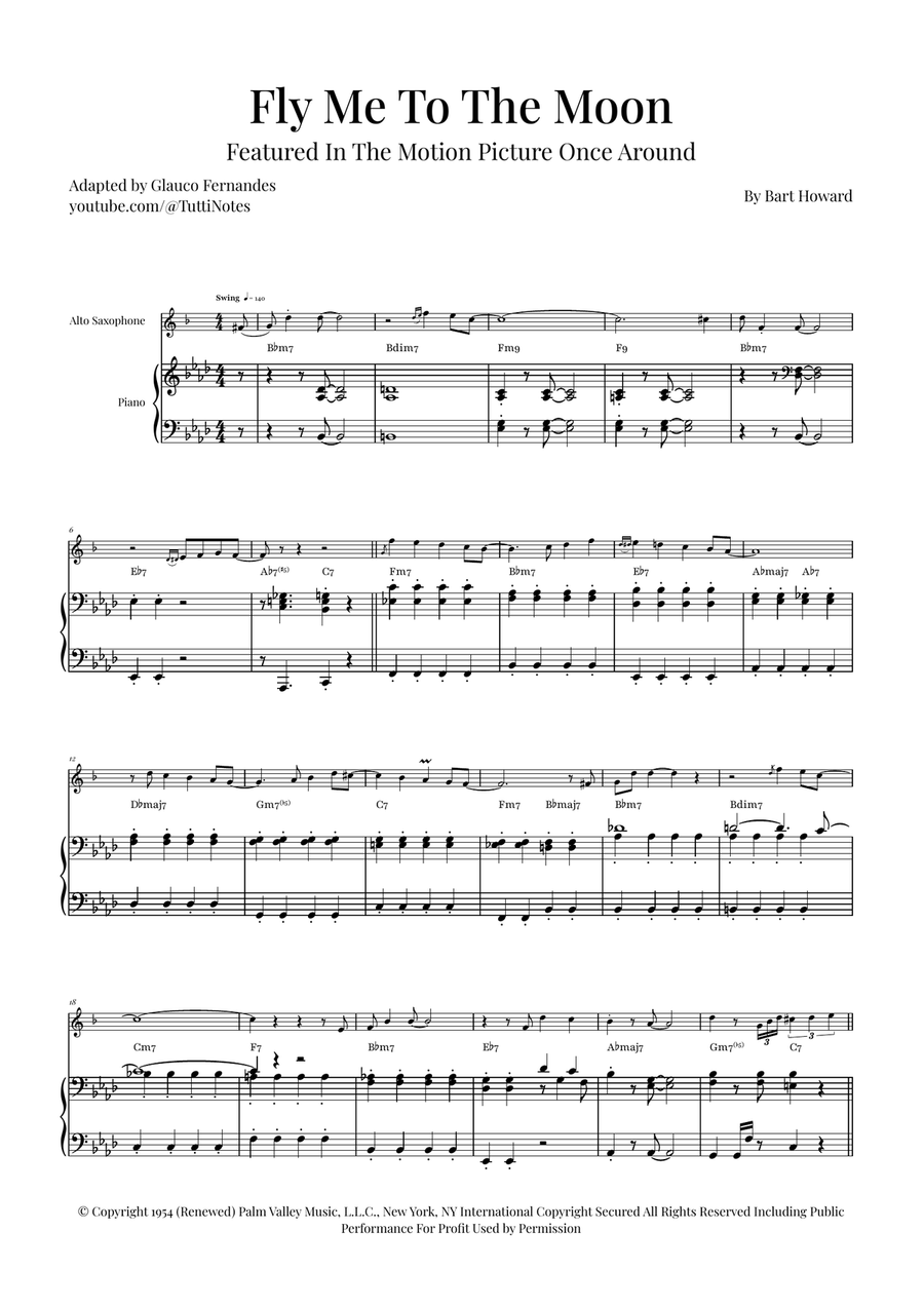 Fly Me To The Moon (In Other Words) Alto Saxophone scores gallery preview page 1