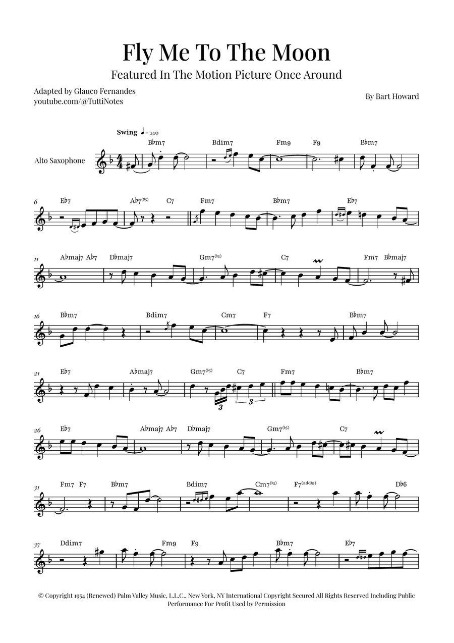 Fly Me To The Moon (In Other Words) Alto Saxophone scores gallery preview page 1