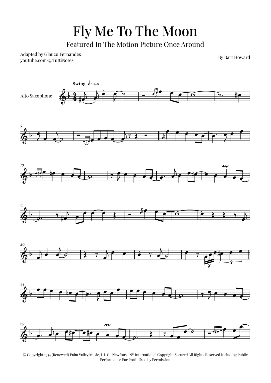 Fly Me To The Moon (In Other Words) Alto Saxophone scores gallery preview page 1
