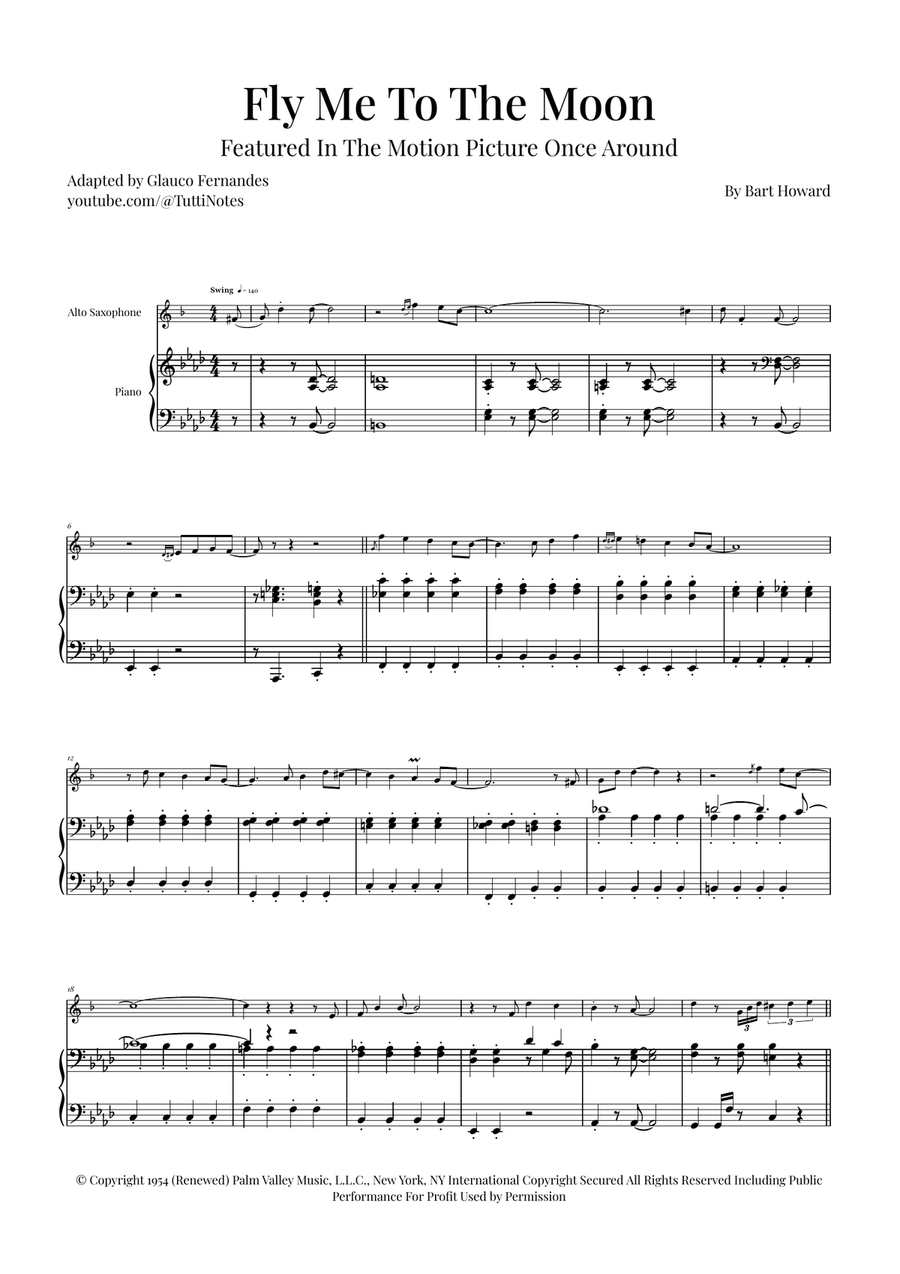 Fly Me To The Moon (In Other Words) Alto Saxophone scores gallery preview page 1