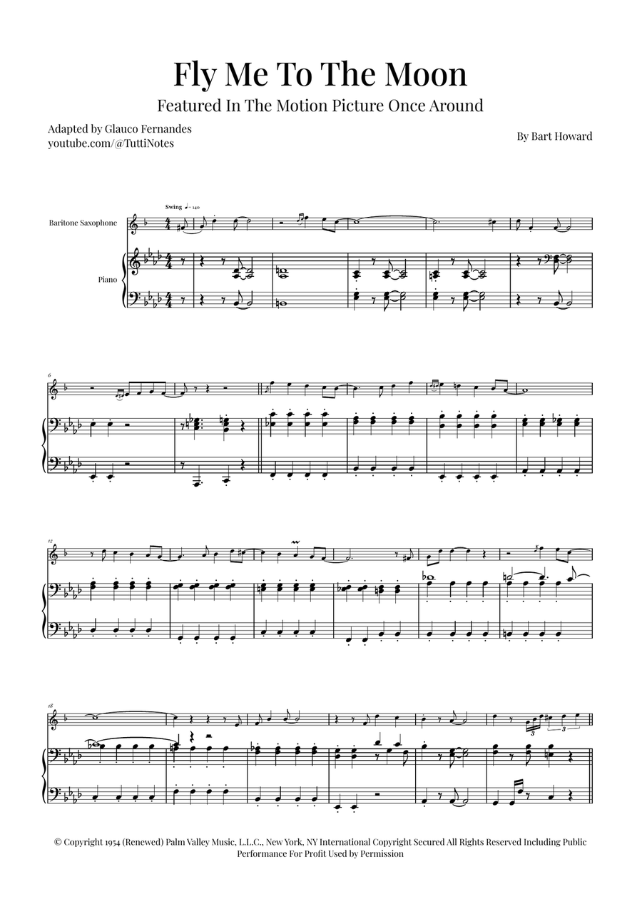 Fly Me To The Moon (In Other Words) Baritone Saxophone scores gallery preview page 1