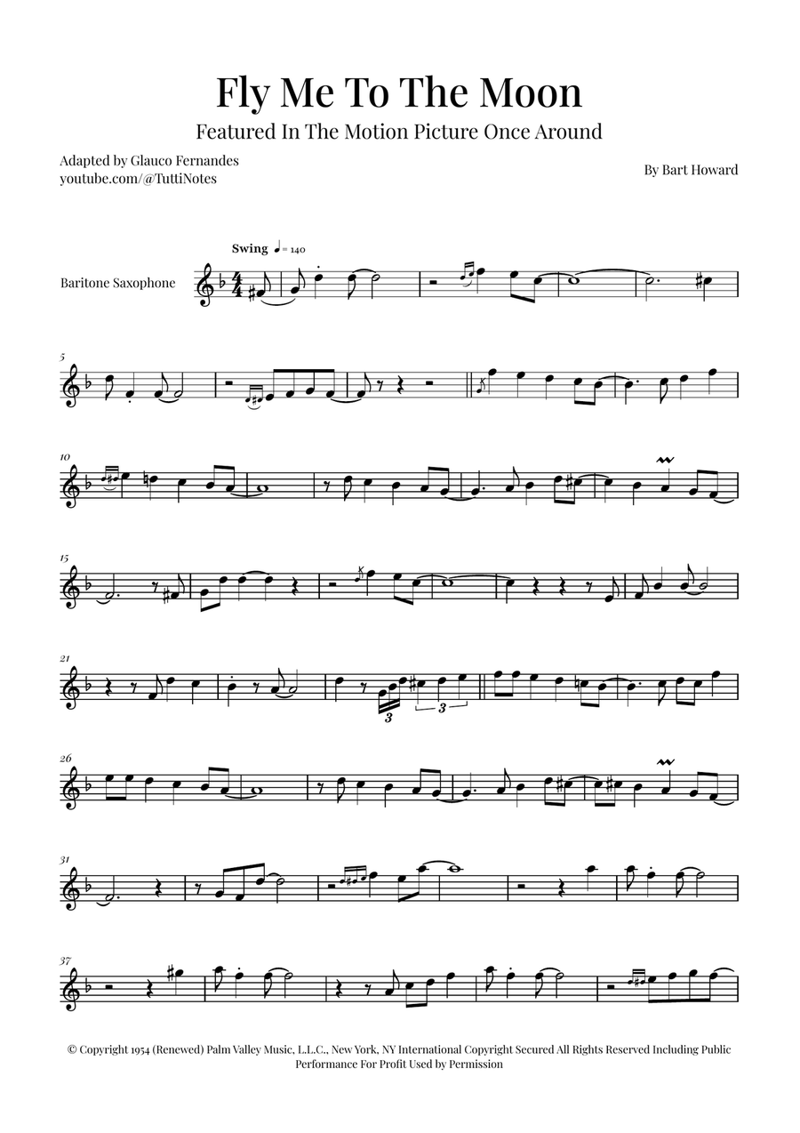 Fly Me To The Moon (In Other Words) Baritone Saxophone scores gallery preview page 1