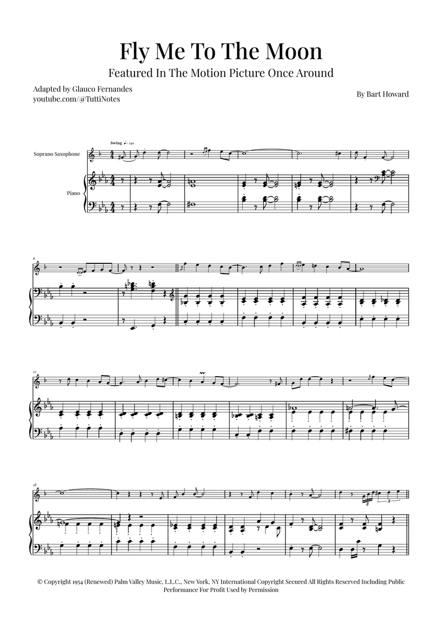 Fly Me To The Moon (In Other Words) Soprano Saxophone scores gallery preview page 1