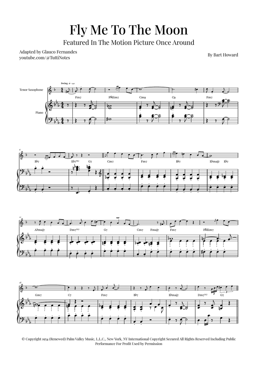 Fly Me To The Moon (In Other Words) Tenor Saxophone scores gallery preview page 1