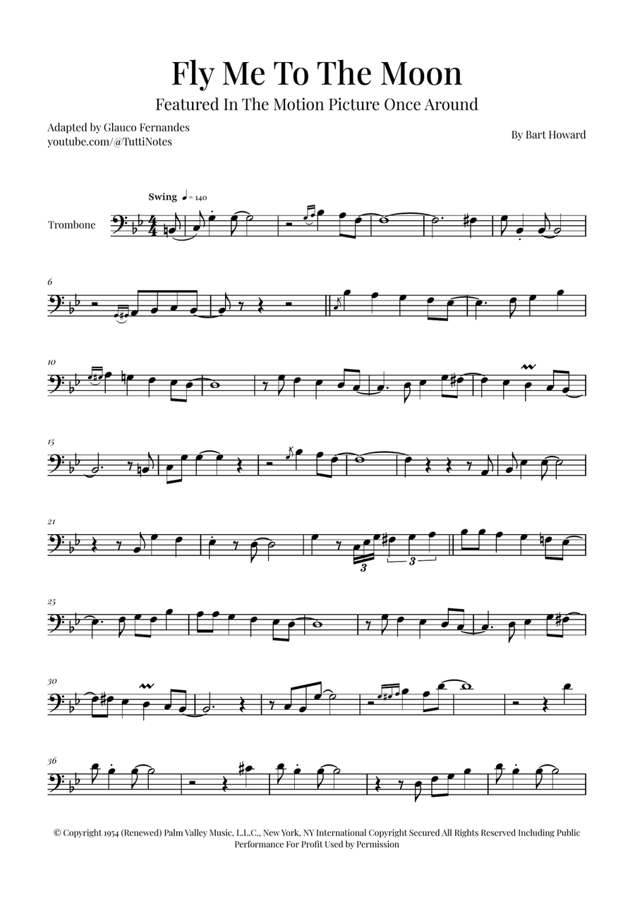 Fly Me To The Moon (In Other Words) Trombone Solo scores gallery preview page 1