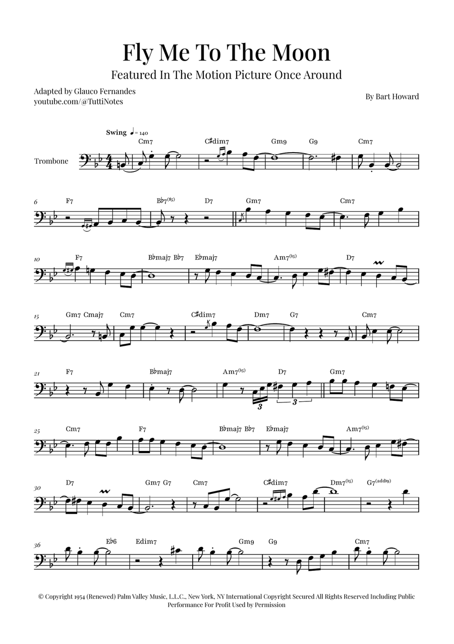 Fly Me To The Moon (In Other Words) Trombone Solo scores gallery preview page 1