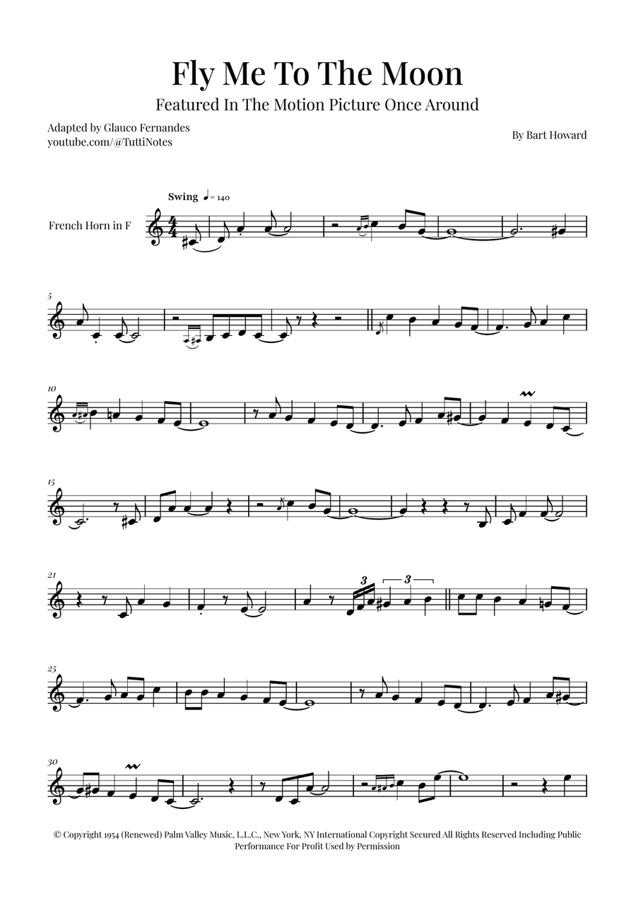 Fly Me To The Moon (In Other Words) Horn Solo scores gallery preview page 1