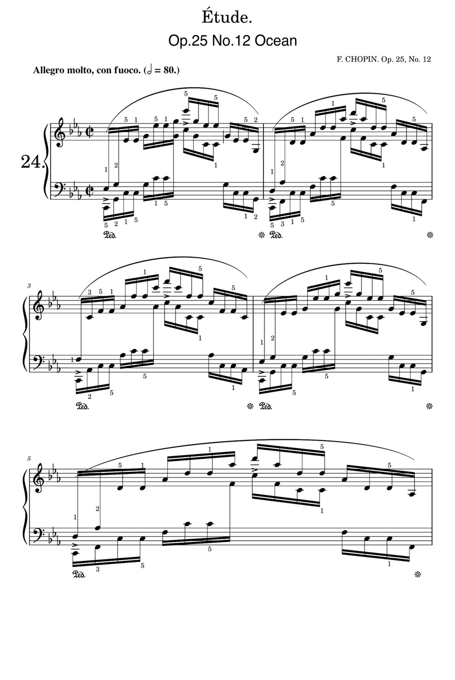 Etude Op.25 No.12 Ocean - Fryderyk Fanciszek Chopin Piano Method scores gallery preview page 1