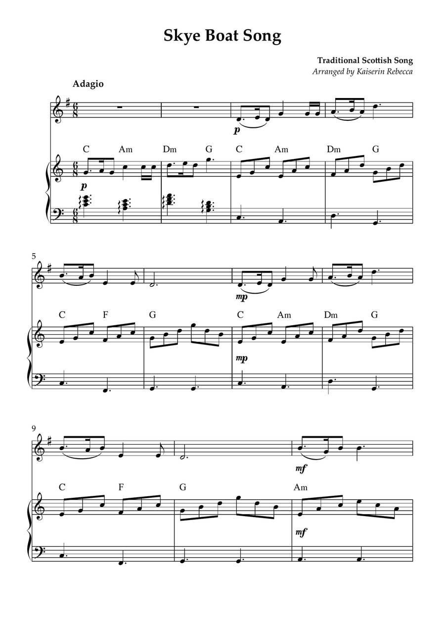 Skye Boat Song Skye Boat Song Piano scores gallery preview page 1
