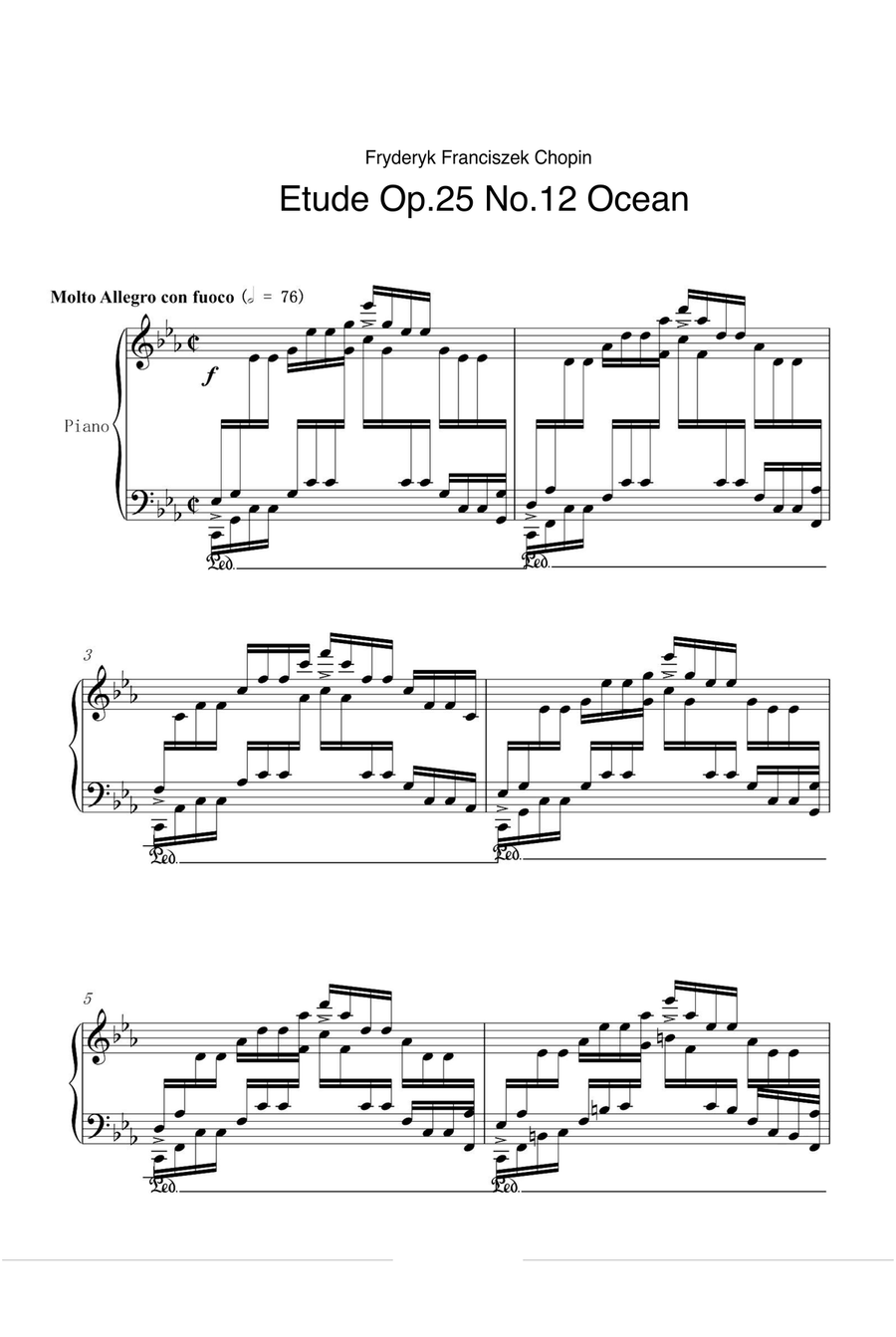 Etude Op.25 No.12 Ocean - Fryderyk Fanciszek Chopin Piano Method scores gallery preview page 1