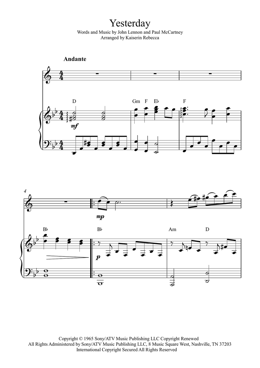 Yesterday Yesterday Soprano Saxophone scores gallery preview page 1