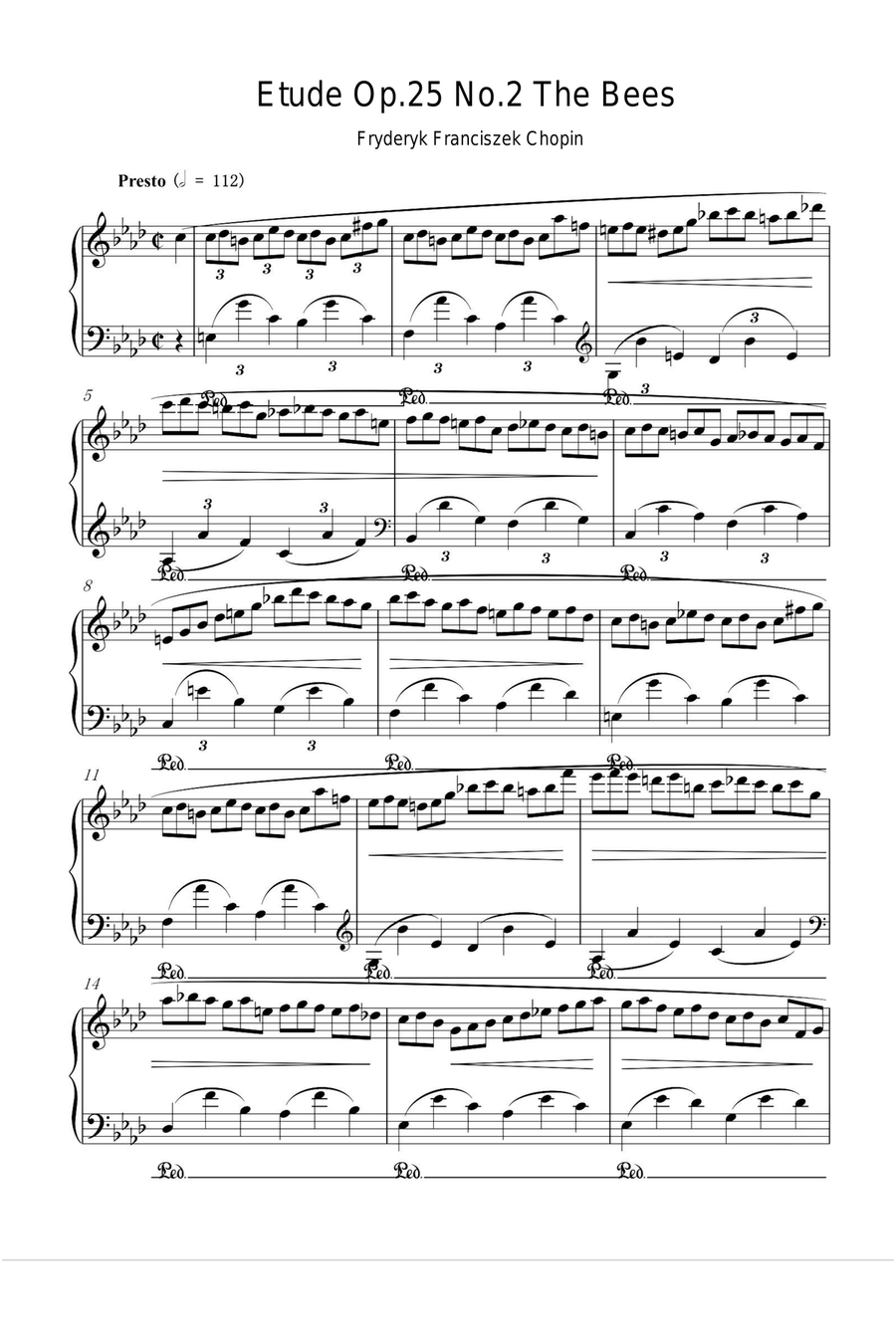 Etude Op.25 No.2 The Bees - Fryderyk Fanciszek Chopin Piano Method scores gallery preview page 1