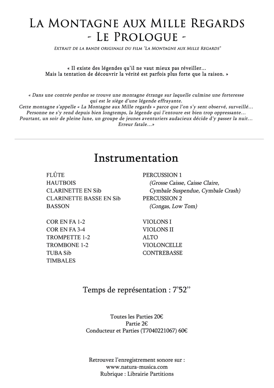 La Montagne aux Mille regards - Le Prologue Full Orchestra scores gallery preview page 3