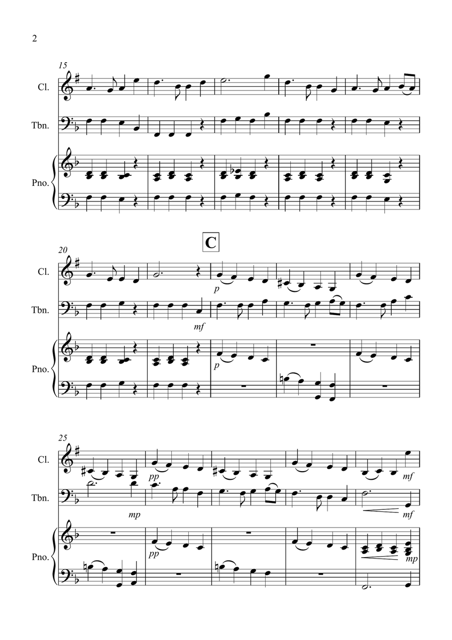 Auld Lang Syne for Clarinet and Trombone Duet B-Flat Clarinet scores gallery preview page 2