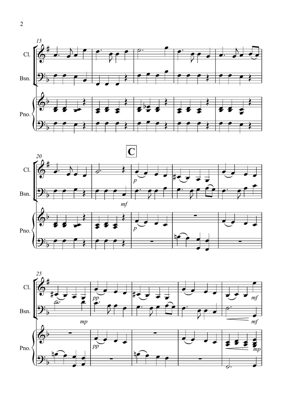 Auld Lang Syne for Clarinet and Bassoon Duet Woodwind Duet scores gallery preview page 2