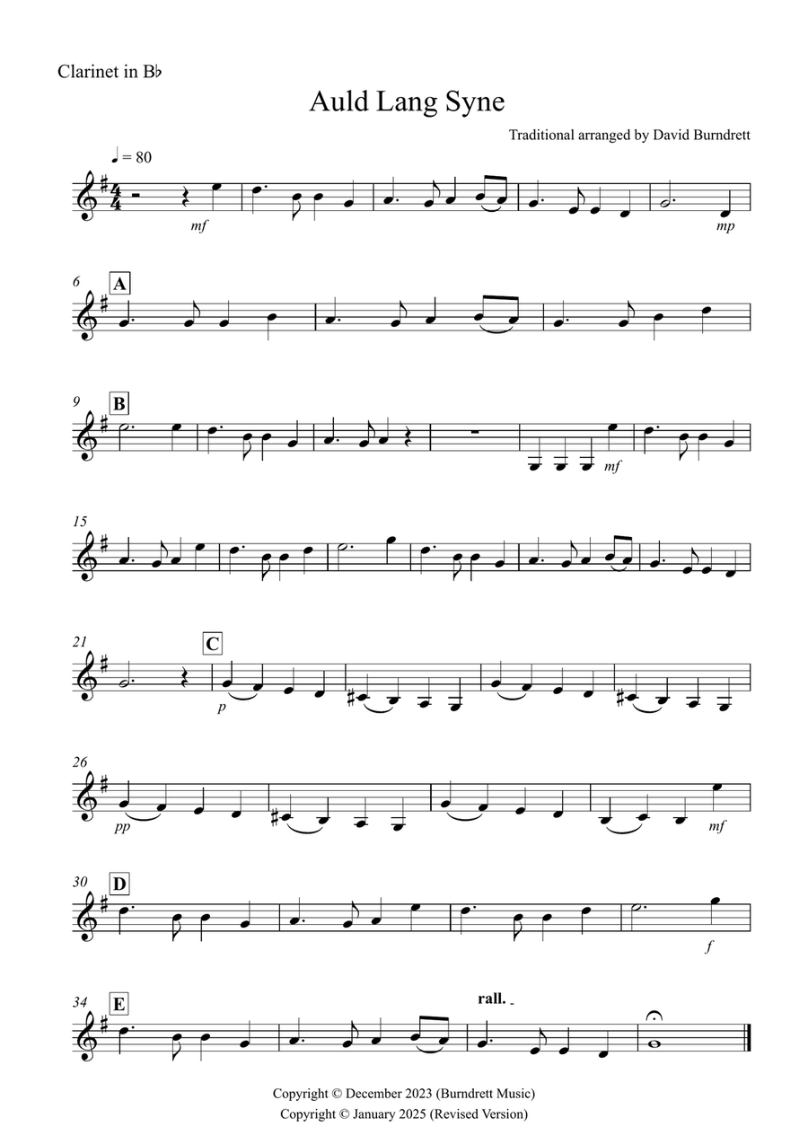 Auld Lang Syne for Clarinet and Bassoon Duet Woodwind Duet scores gallery preview page 4
