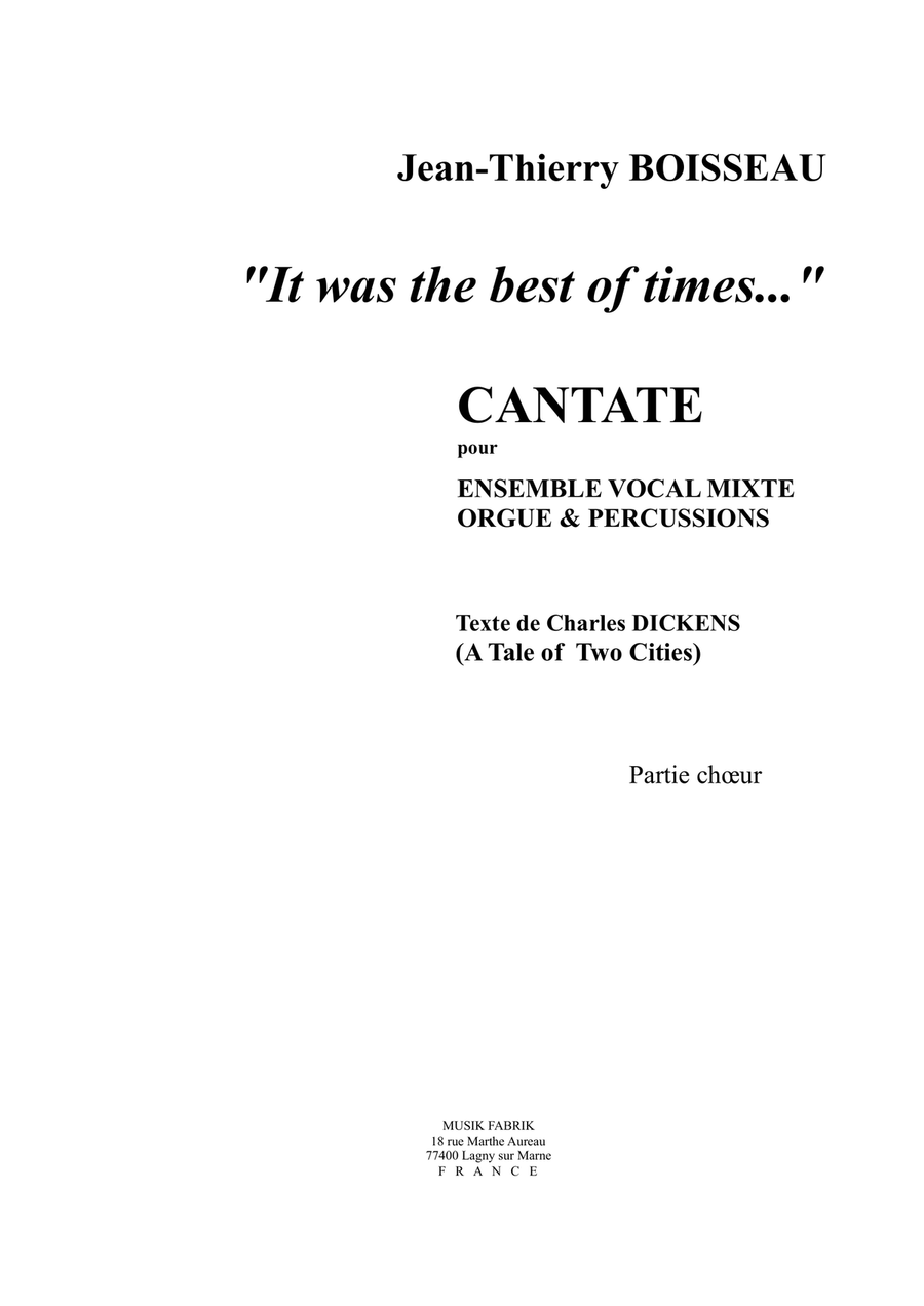 It was the Best of Times for SSATB chorus, organ and percussion, chorus part Divisi scores gallery preview page 1