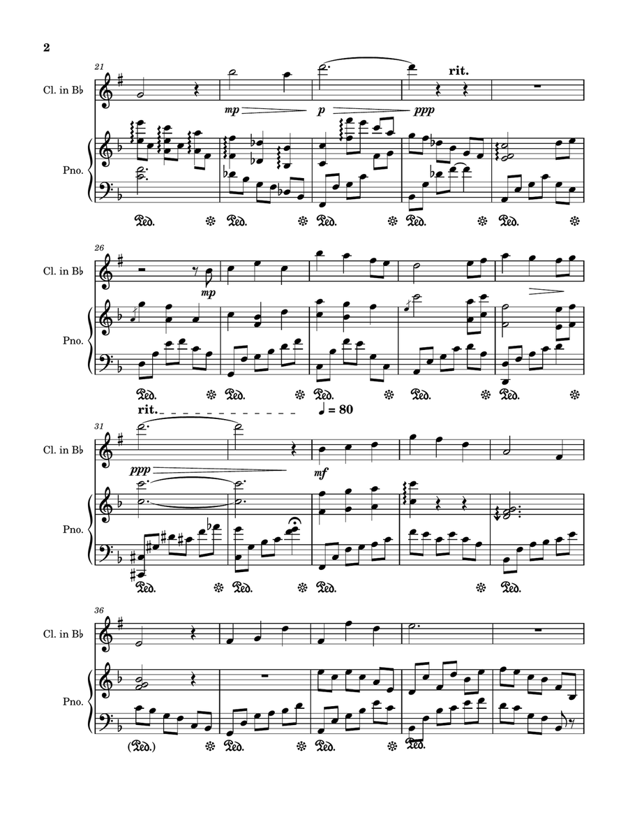 Somewhere In Your Memories (for piano and clarinet) Chamber Music scores gallery preview page 2
