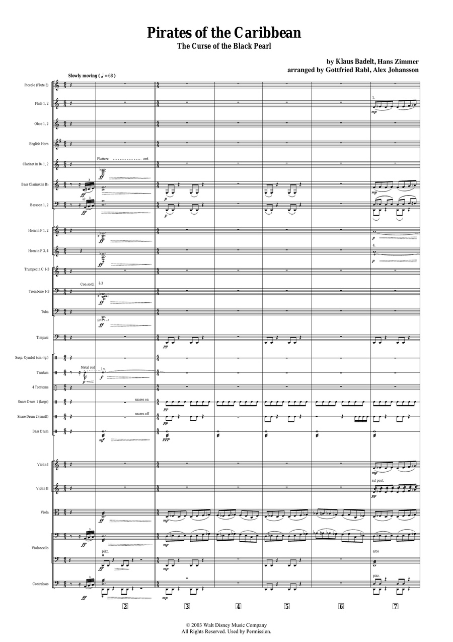 Medley: The Black Pearl with To The Pirate's Cave! and He's A Pirate - Score Only Full Orchestra scores gallery preview page 3