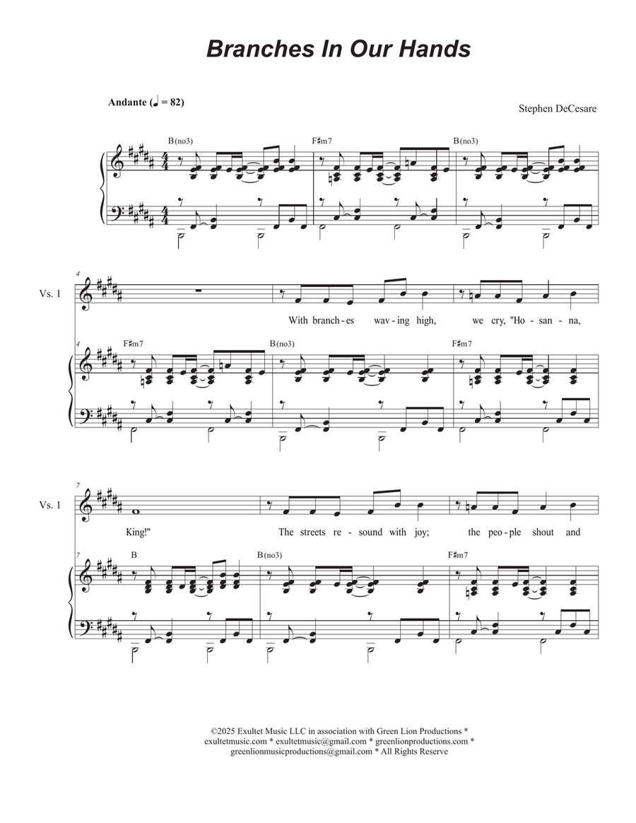 Branches In Our Hands (Vocal Quartet - (SATB) 4-Part scores gallery preview page 1