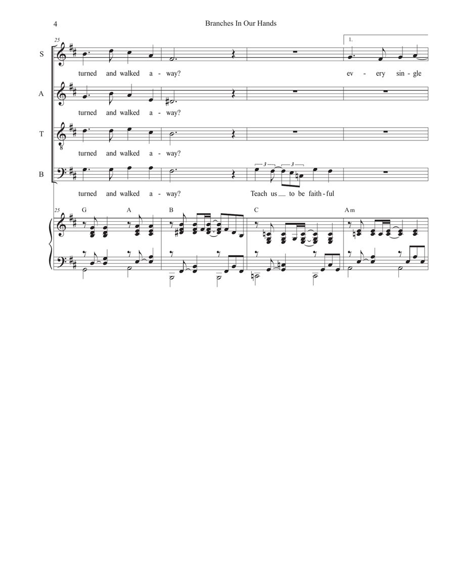Branches In Our Hands (Vocal Quartet - (SATB) 4-Part scores gallery preview page 4