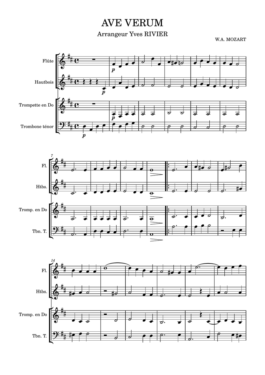 AVE VERUM AVE VERUM Brass Quartet scores gallery preview page 1