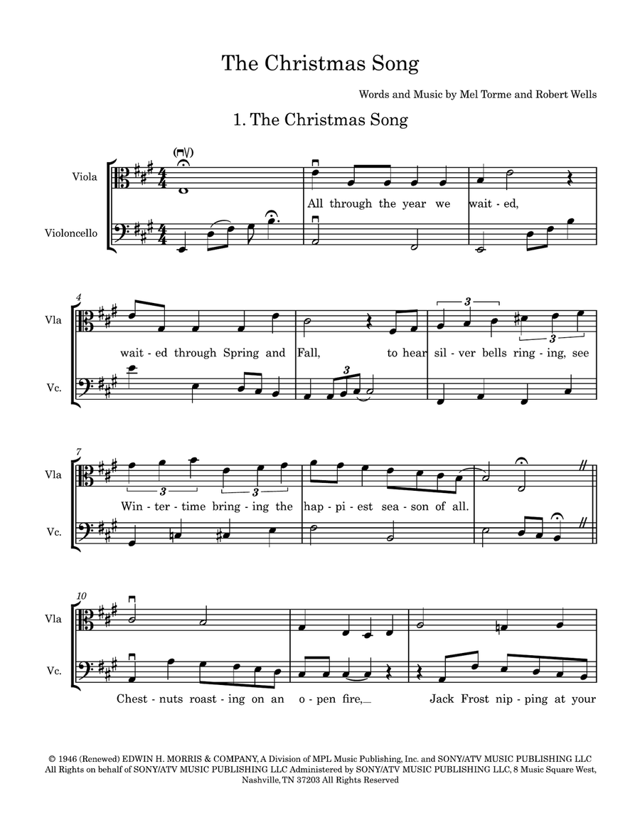 The Christmas Song (Chestnuts Roasting On An Open Fire) String Duet scores gallery preview page 1