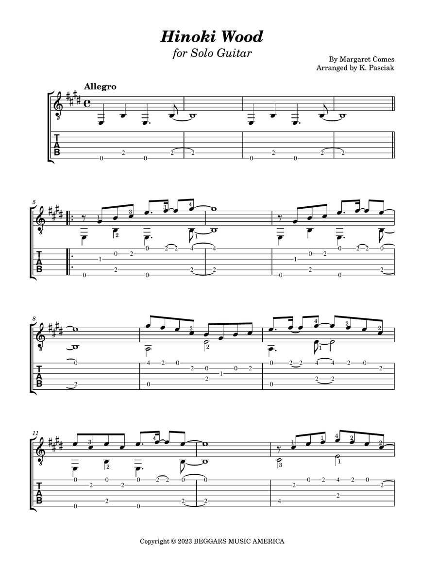 Hinoki Wood Hinoki Wood Acoustic Guitar scores gallery preview page 1