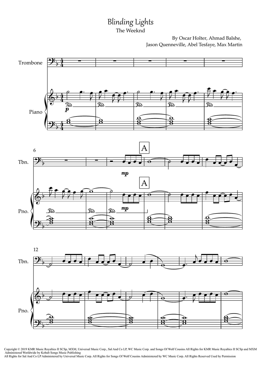 Blinding Lights Blinding Lights Piano scores gallery preview page 1