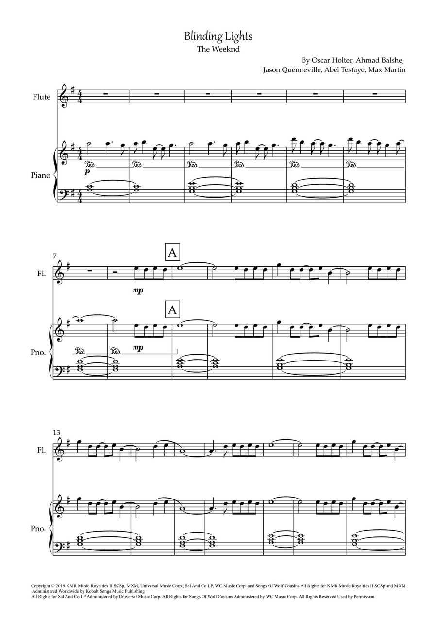 Blinding Lights Blinding Lights Flute Solo scores gallery preview page 1
