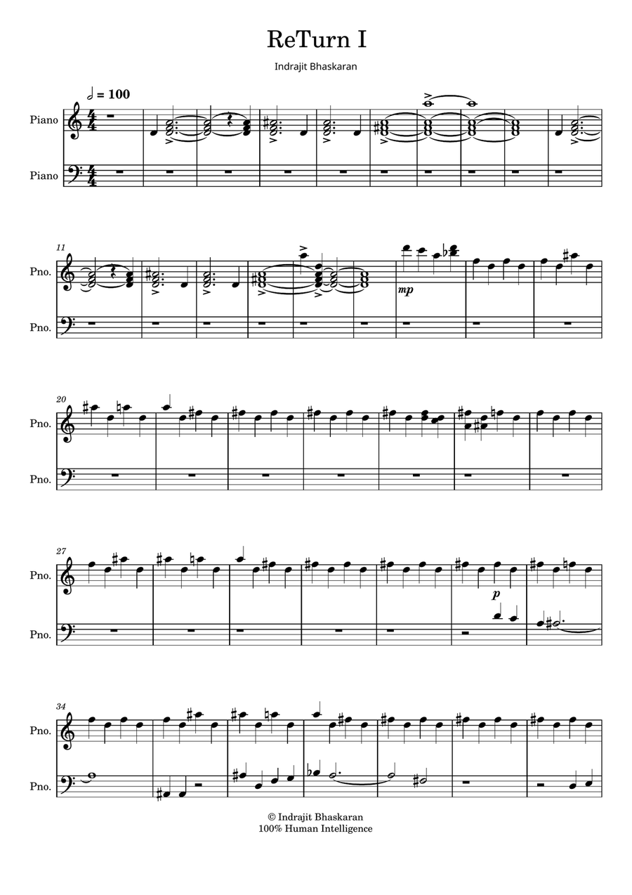 ReTurn I ReTurn I Easy Piano scores gallery preview page 1