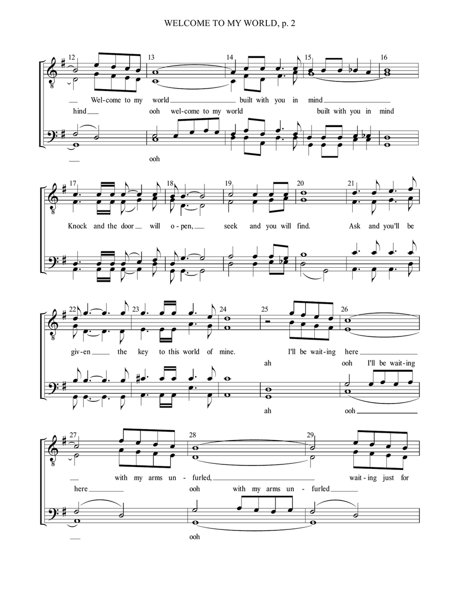 Welcome To My World Welcome To My World TTBB scores gallery preview page 3