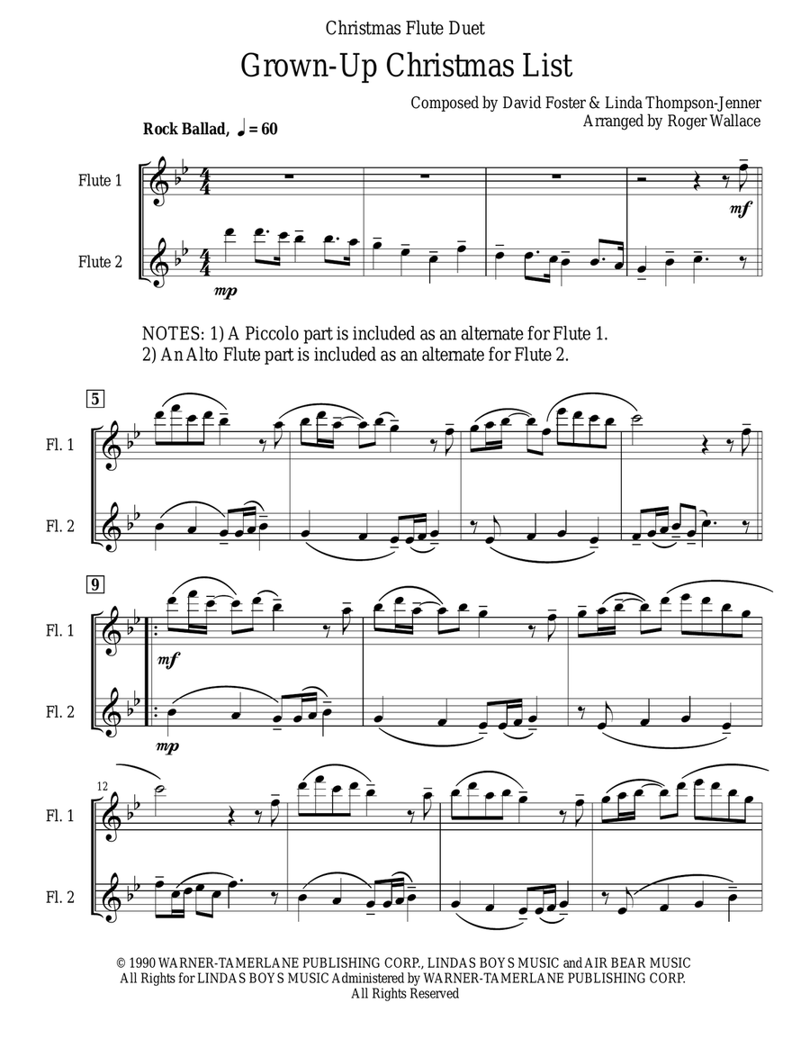 Grown-Up Christmas List Grown-Up Christmas List Flute Duet scores gallery preview page 1