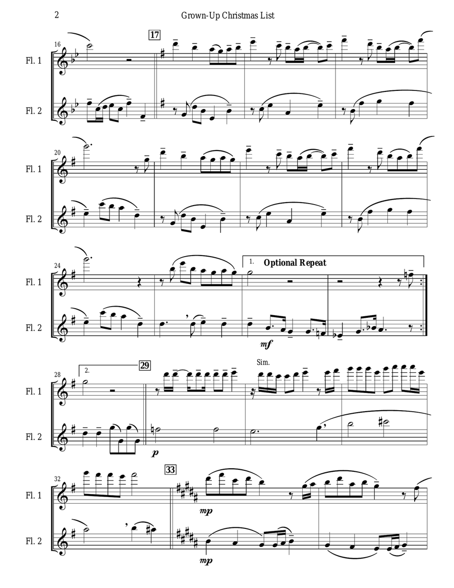 Grown-Up Christmas List Grown-Up Christmas List Flute Duet scores gallery preview page 2
