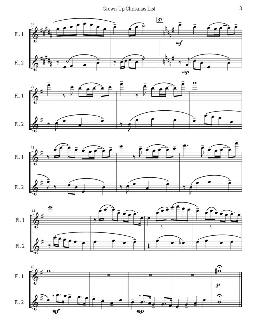 Grown-Up Christmas List Grown-Up Christmas List Flute Duet scores gallery preview page 3
